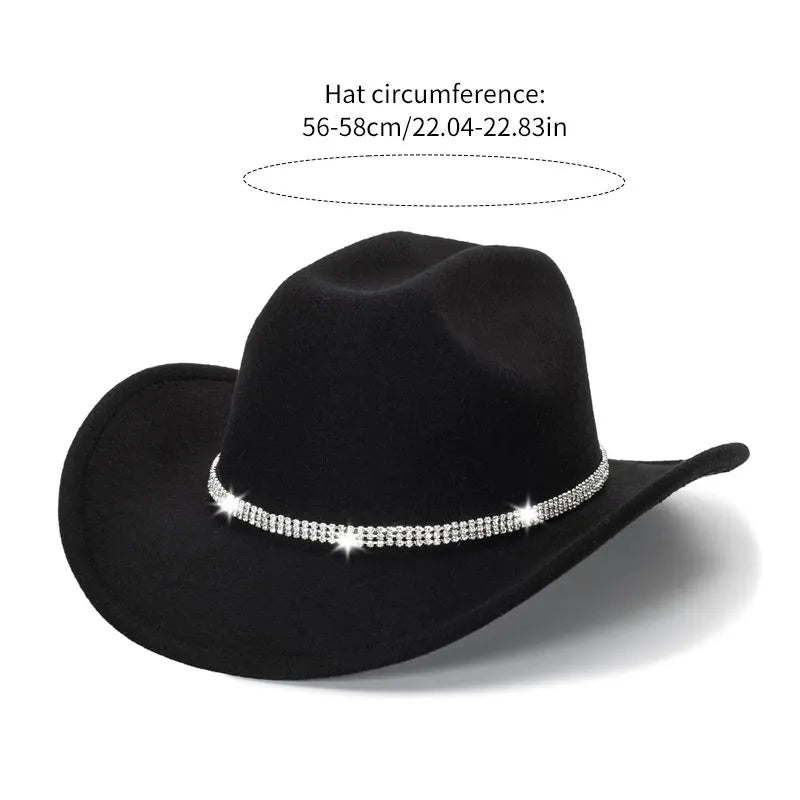 Midnight Sparkle Cowgirl Hat glittering black rhinestones, cutecore DDLG cowboy hat, soft little-space vibes