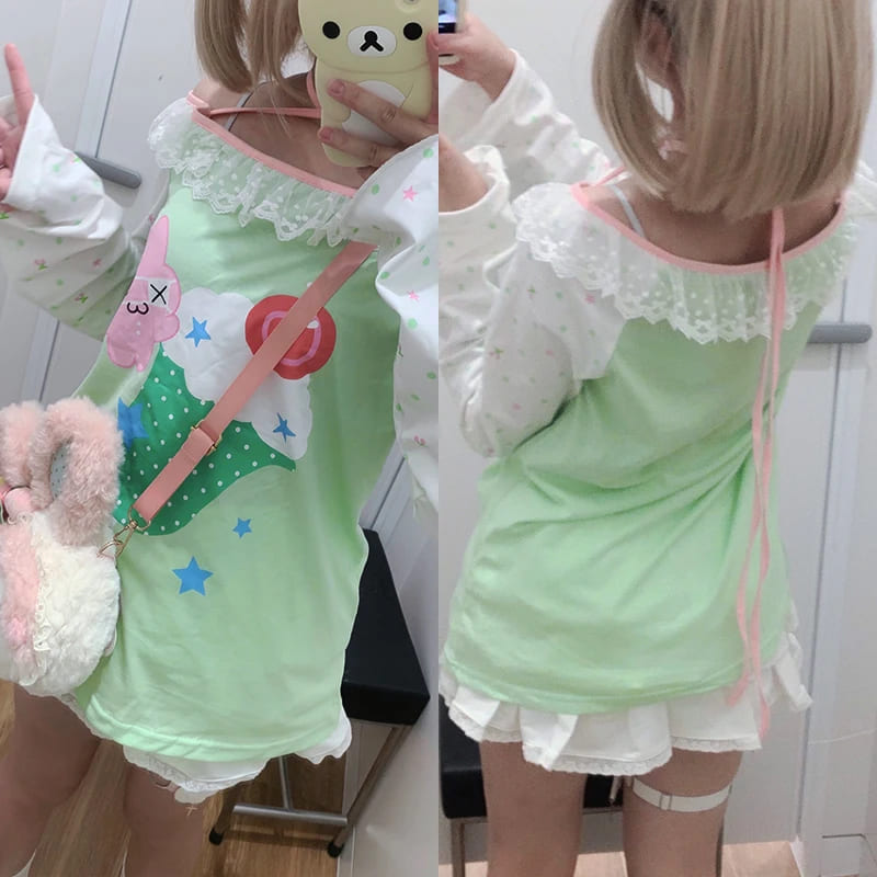 Milkshake graphic lime green cutie tee made from soft breathable fabric for casual wear