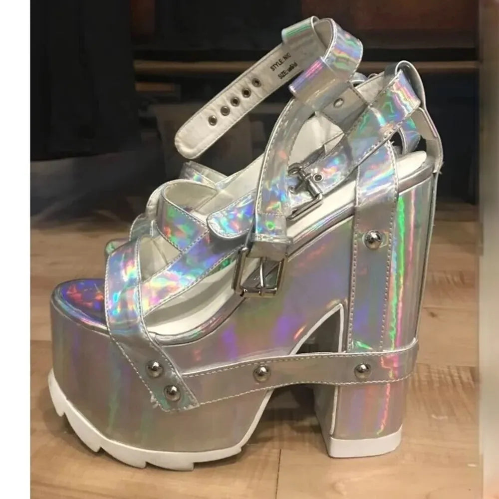 multicolor strapped platform heels for Instagram-ready cutecore and ABDL outfits