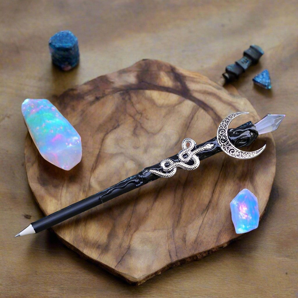 Unique Mystic Quartz Ritual Wand featuring raw quartz and amethyst, perfect for magical rituals and energy work