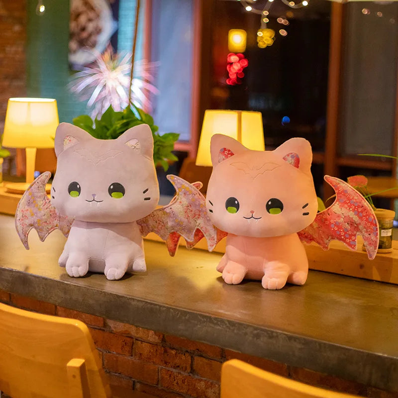 Pastel Nocturnal Kitty Plush with cherry blossom cutecore style, soft and cuddly