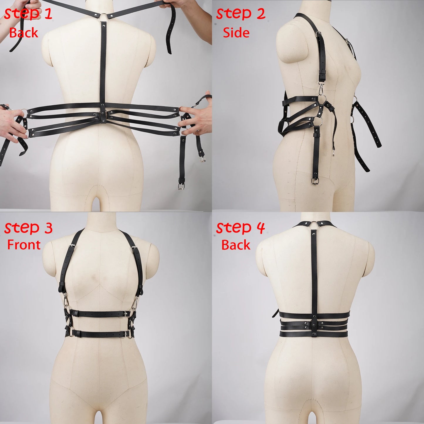 High-quality vegan leather harness with customizable fit, made for cutecore and little space fashion