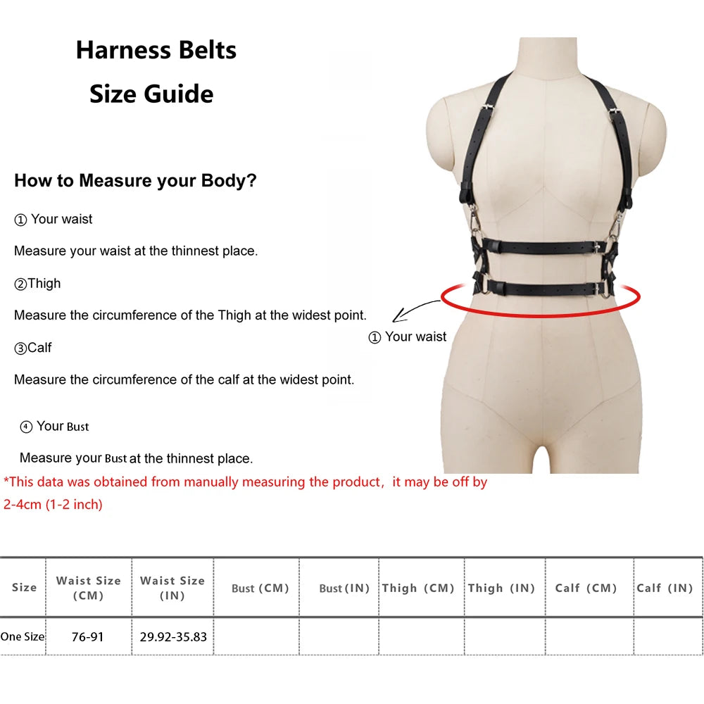 Adjustable straps and buckles on Noir belt harness designed to flatter all body types and boost confidence