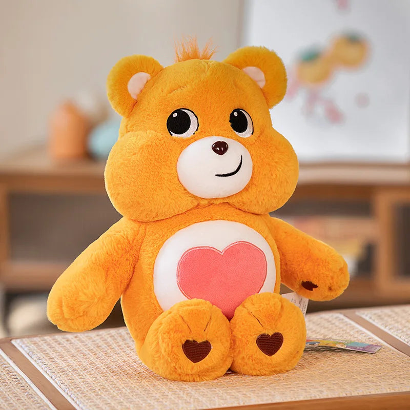Orange Rainbow Friends plush bear with playful smirk and pastel softness
