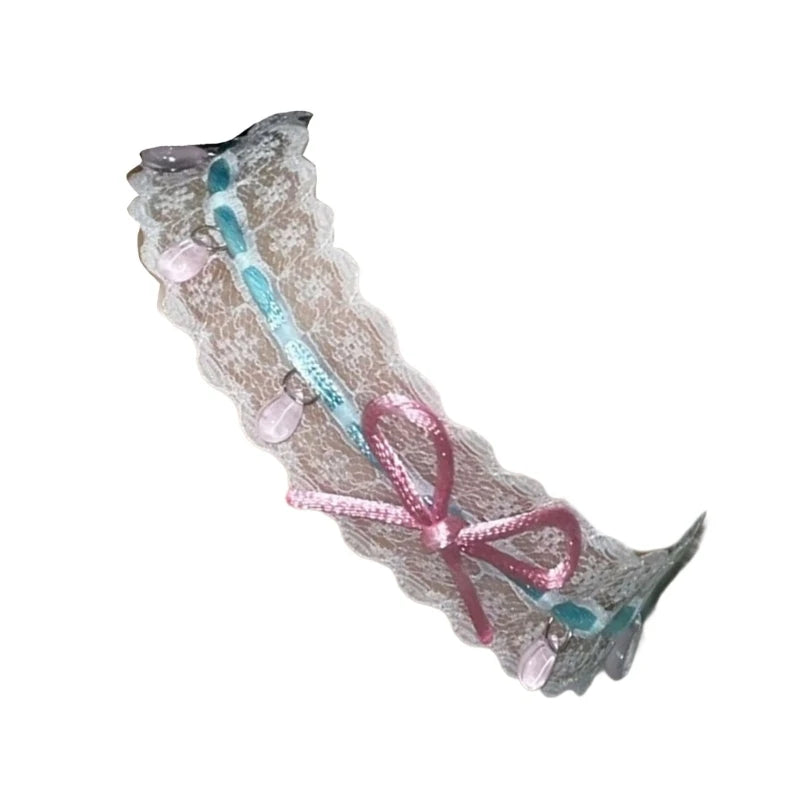 White Pastel Babybow Choker with satin bow and pastel lace, perfect for soft goth and babycore babygirl aesthetics