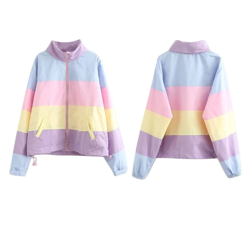 Pastel candy hooded puffer, cute ddlg babycore streetwear, soft cozy kawaii outfit