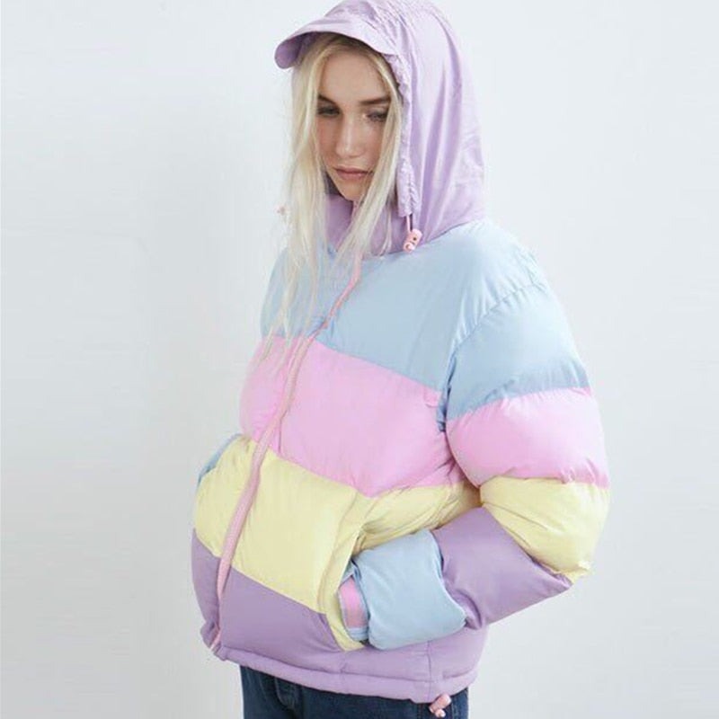 Cloudcore pastel puffer jacket with plush padding for ddlg and abdl aesthetic wear.