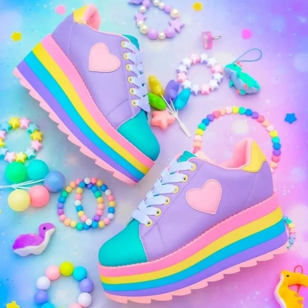 pastel crush platform sneakers with heart detail for DDLG littles and cutecore outfits