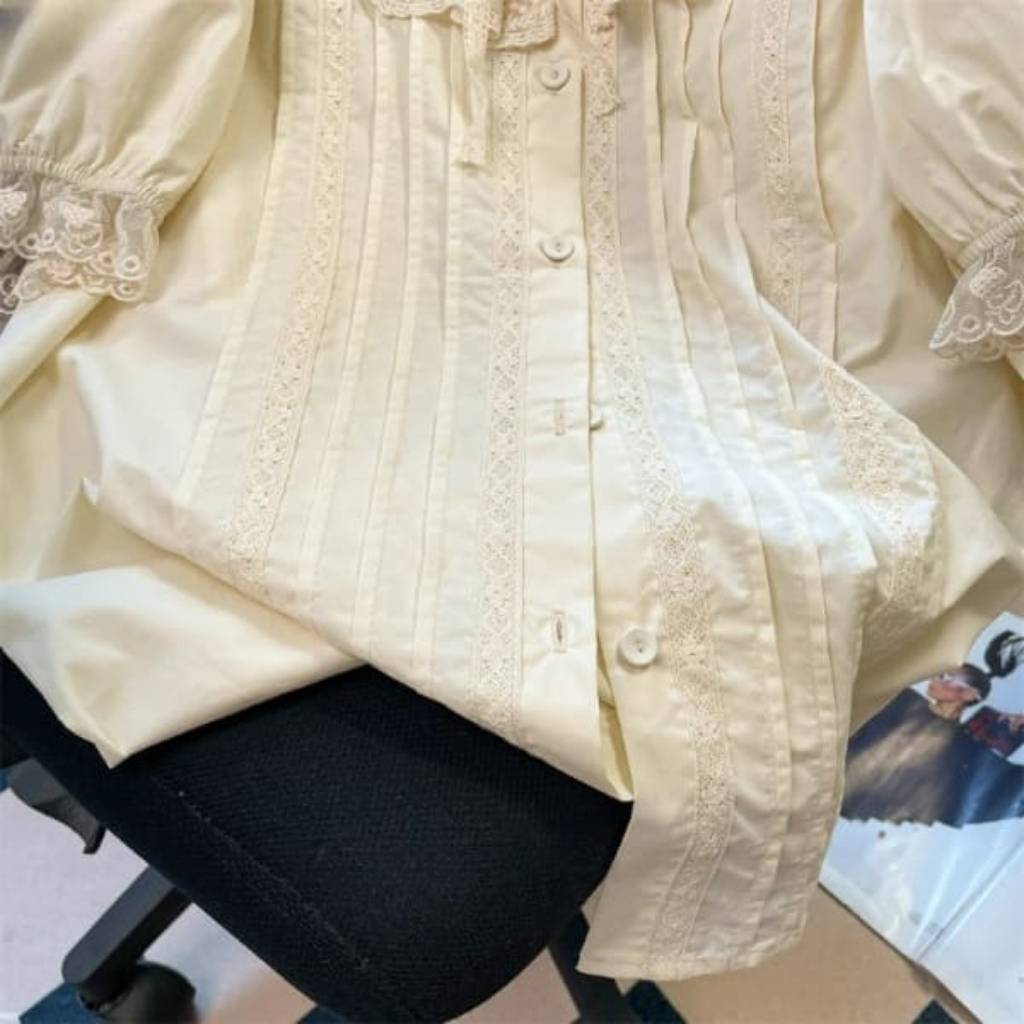 Pastel lolita shirt with bear print, ideal for casual kawaii style and sweet aesthetic outfits