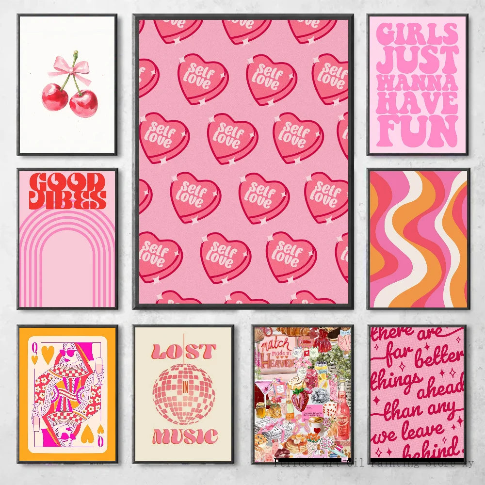 Pastel pink Brighter Days Ahead poster with dreamy sparkles, ABDL DDLG cute wall art for bedroom or nook.