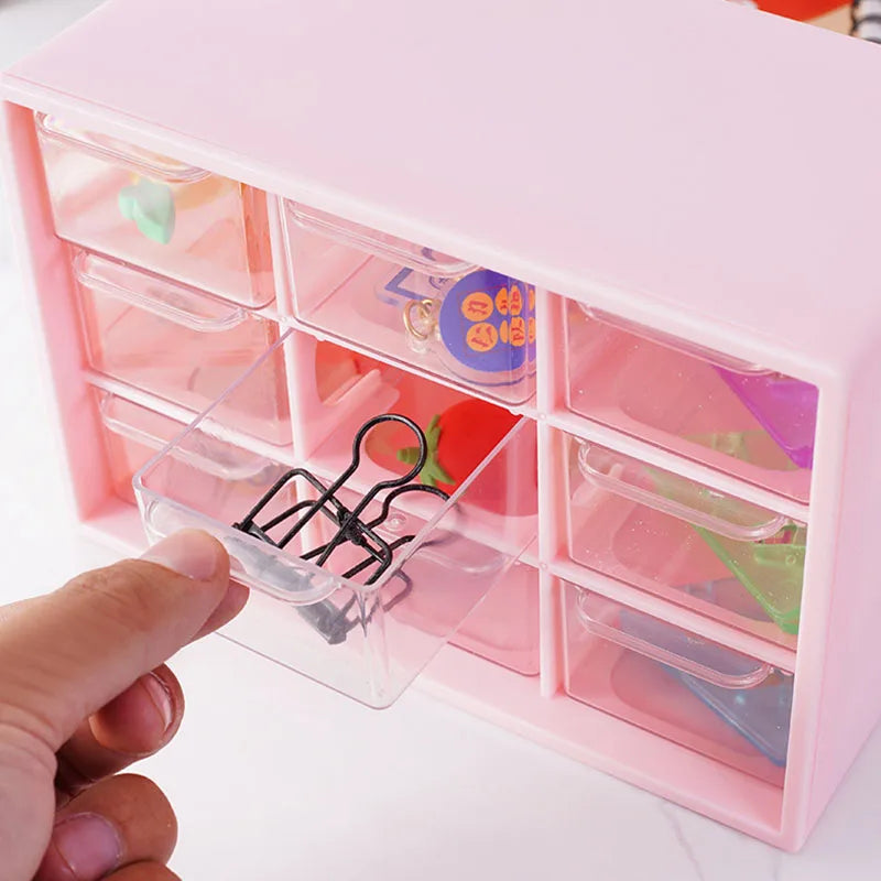 Pastel pink kawaii desk organizer with 9 slots for jewelry, ABDL treasures, and aesthetic storage π