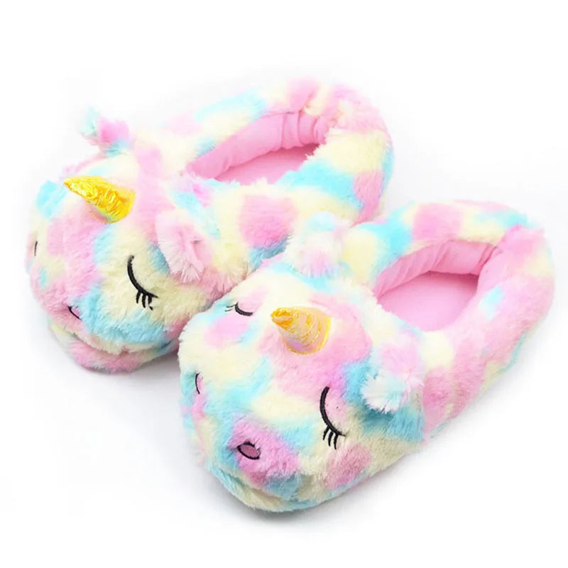 Pastel rainbow plush slippers for DDLG & ABDL cute cozy lounge fashion