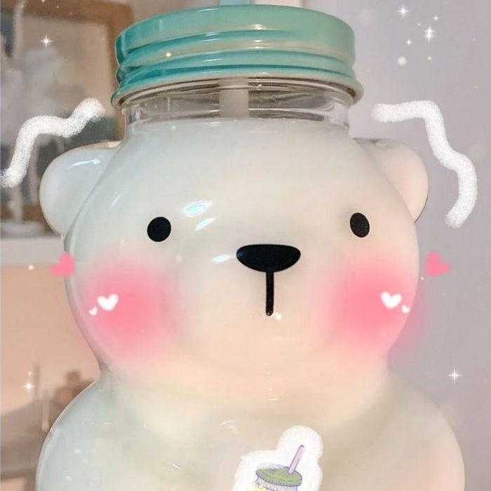 Pastel Teddy Sip Bottle for cute-core and littlespace vibes
