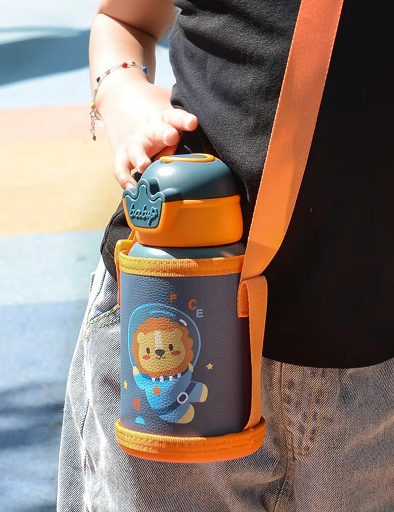 Pastel Thermos Mug with straw for cozy DDLG/ABDL drinks