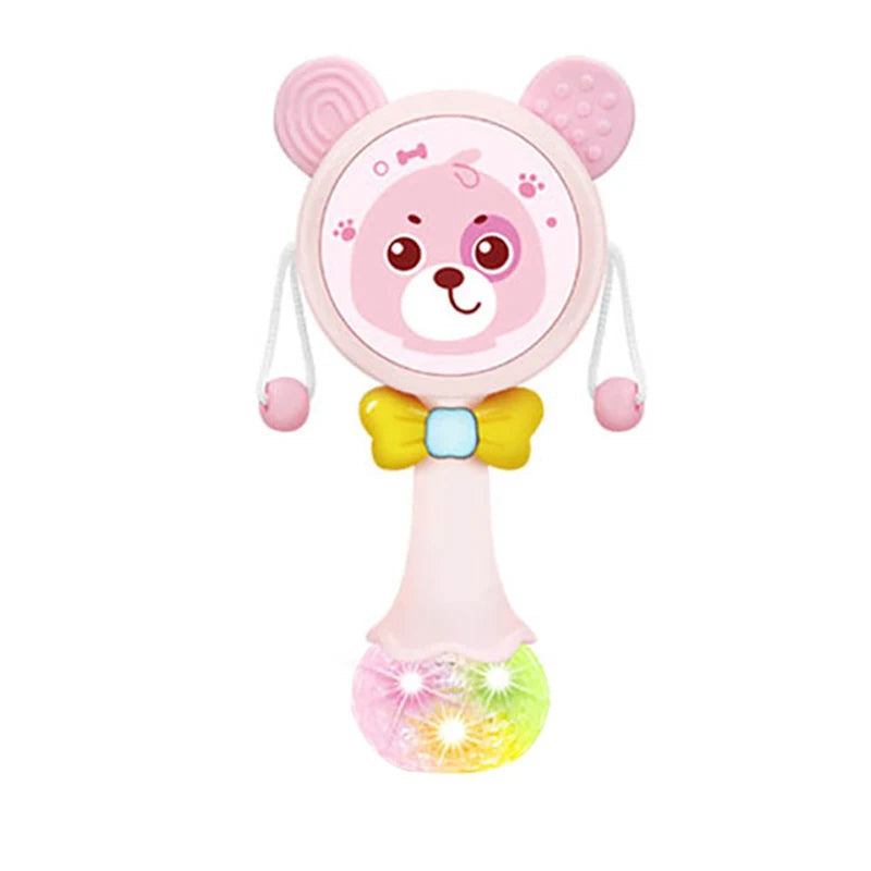 Pastel Trio Animal Rattle toy with lights, music, and kawaii aesthetic