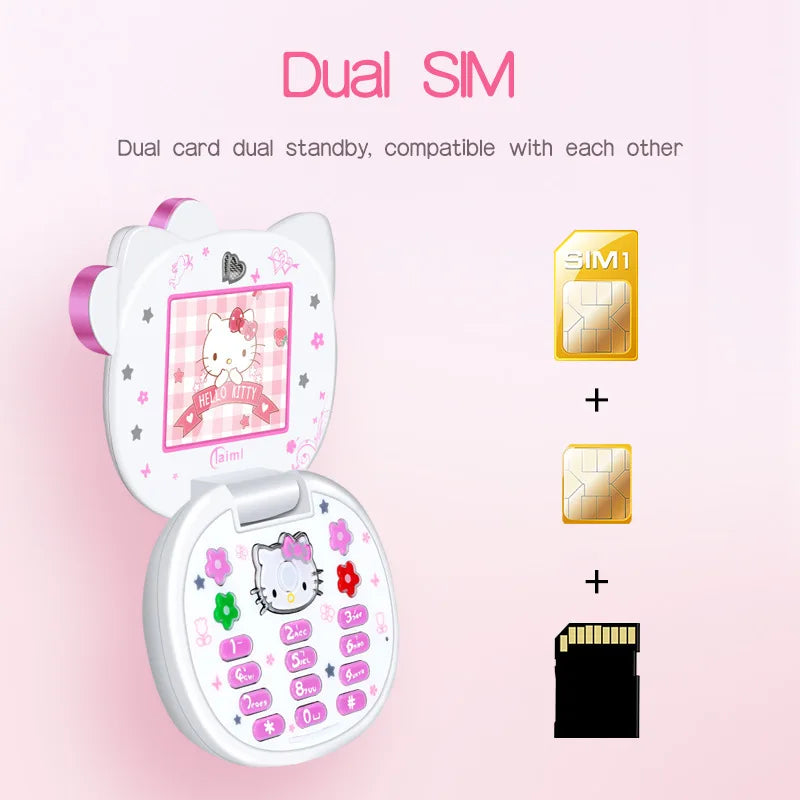 Front view of pastel white retro flip phone with vintage kawaii aesthetic