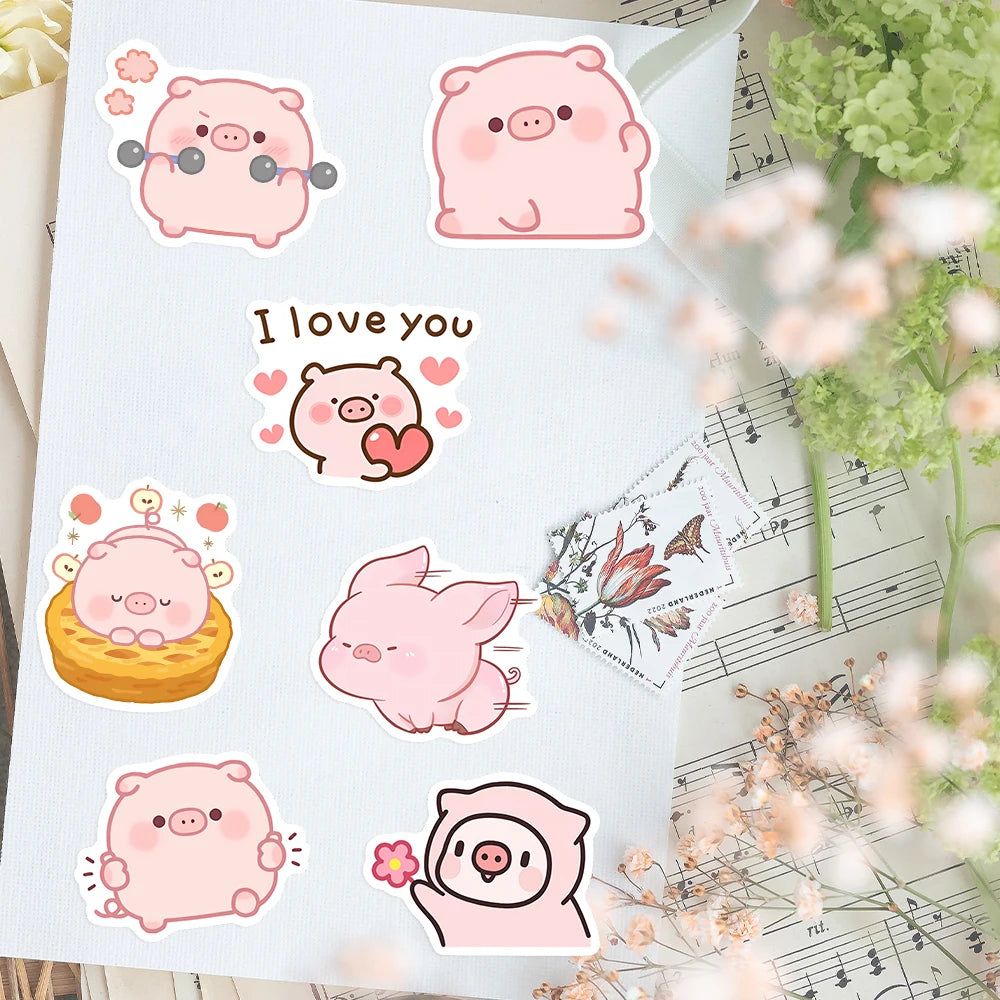 Piggie Pop sticker pack featuring soft, durable piggie designs for little and caregiver vibes, easy peel and stick