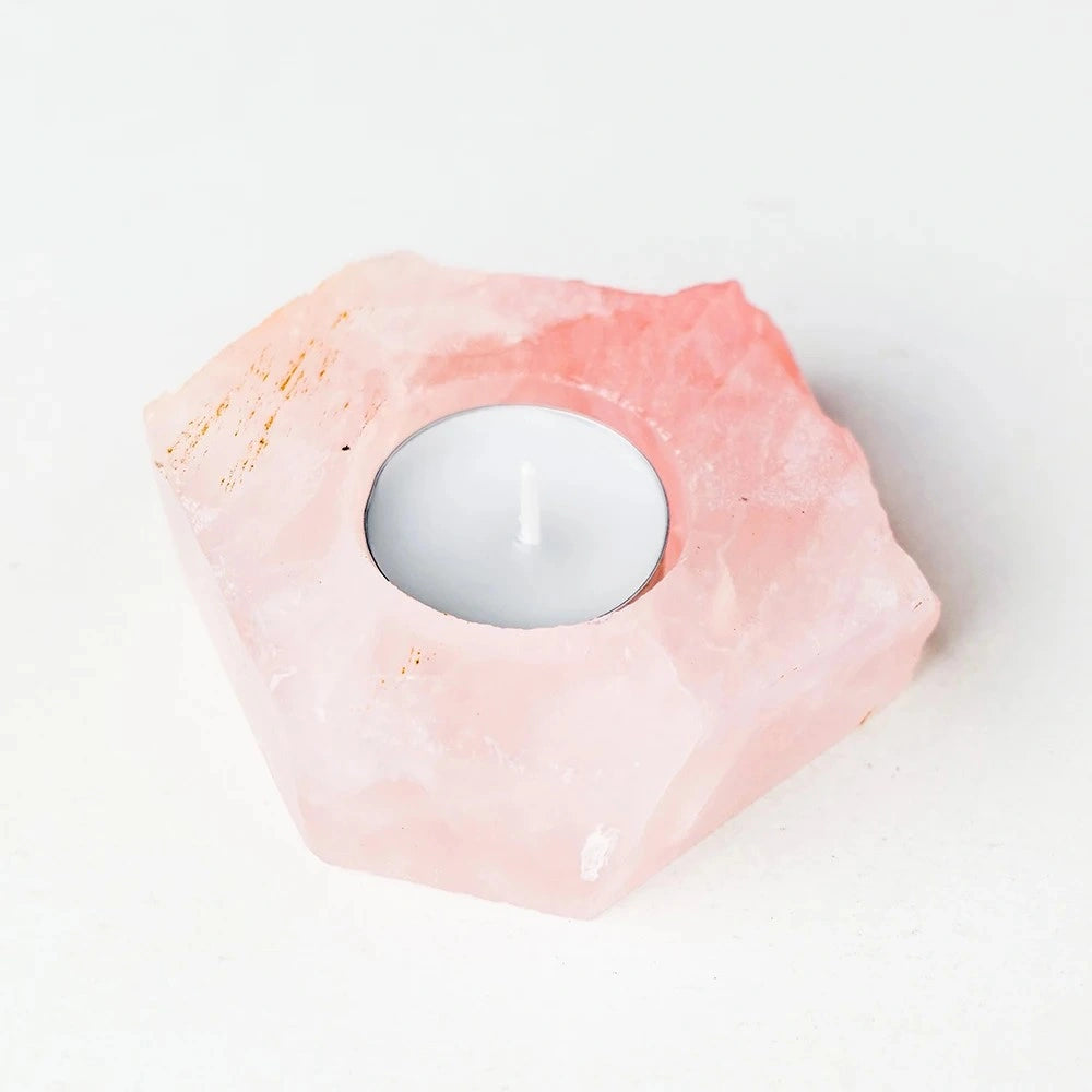 Pink Aura Quartz Ritual Candle Holder for DDLG ABDL, dreamy kawaii cutecore crystal decor for rituals