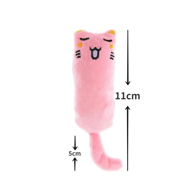 Pink plush catnip toy pillow with soft cuddly texture