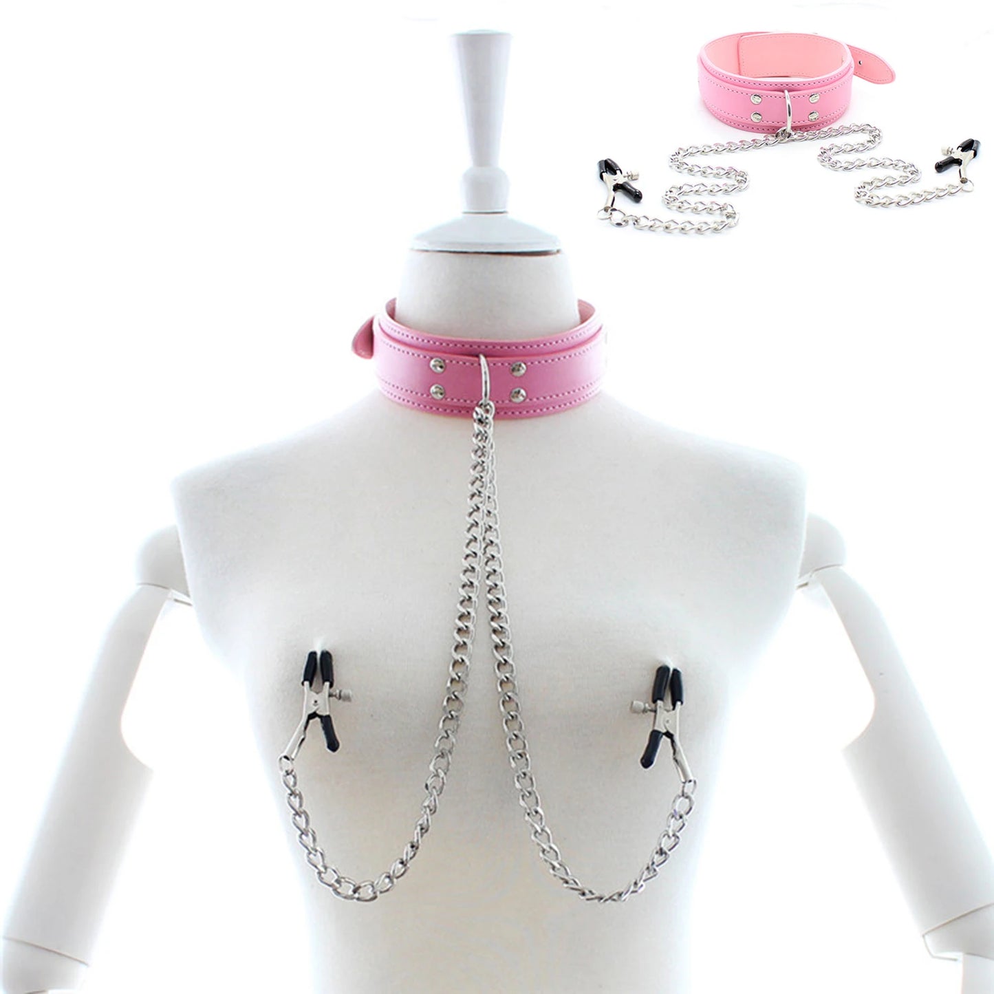 Pink Kinky Choker Body Clip Set for DDLG and cutebaddie fantasyplay, playful roleplay, and cutecore aesthetic