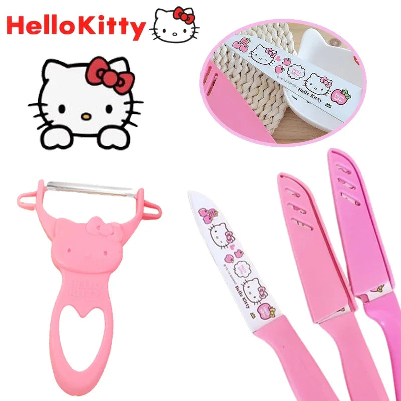 Pink kitty peeler & slicer set for ABDL & DDLG kawaii kitchen accessories