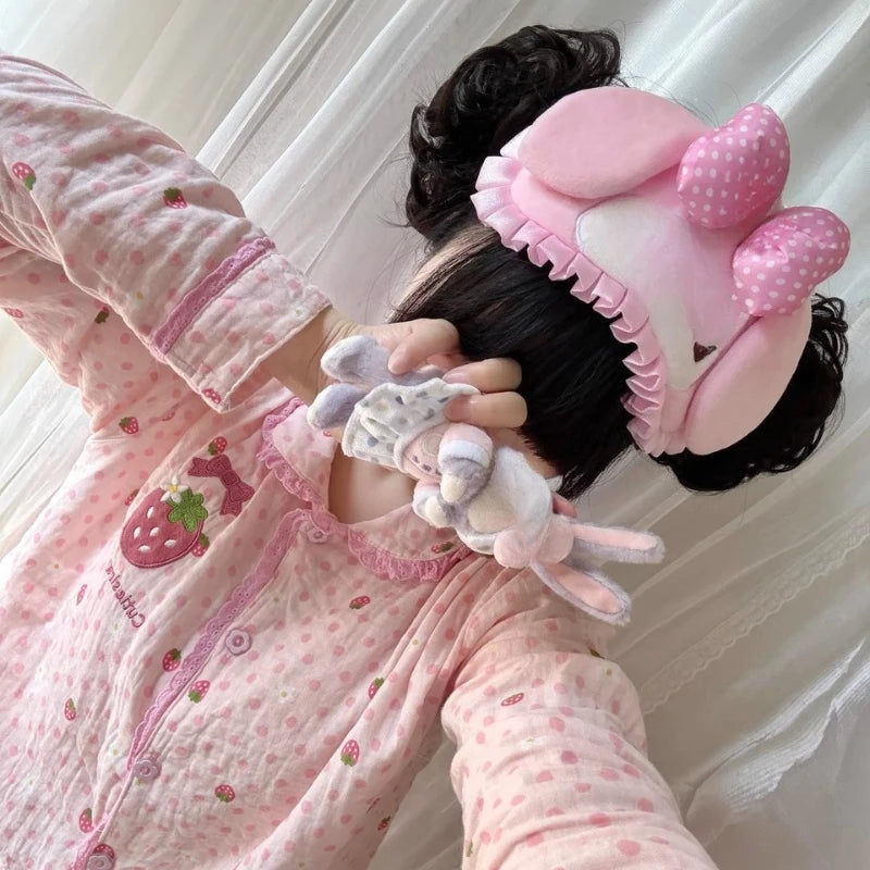 Pink Lolita pajama set with flowy shirt and shorts, perfect for lounging and cozy nights