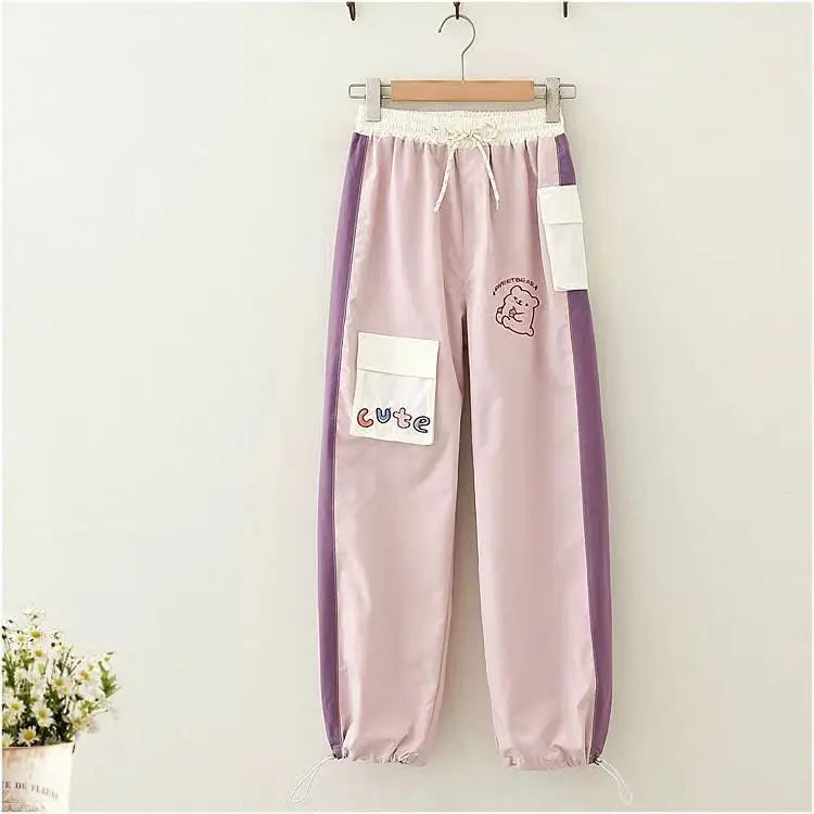 Pink pastel bunny drip sweatpants combining cute and comfy vibes for kawaii DDLG and ABDL fashion