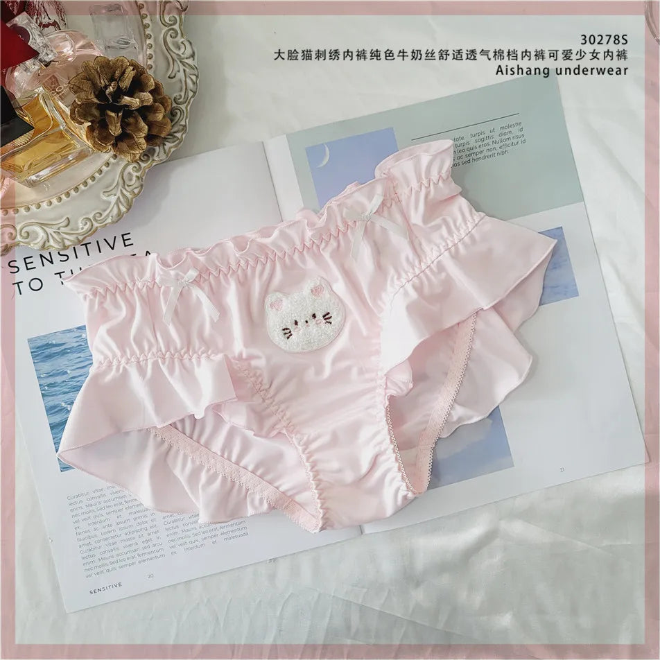 Stylish pink teddy ruffle panties with soft fabric and adorable teddy bear design for comfy wear