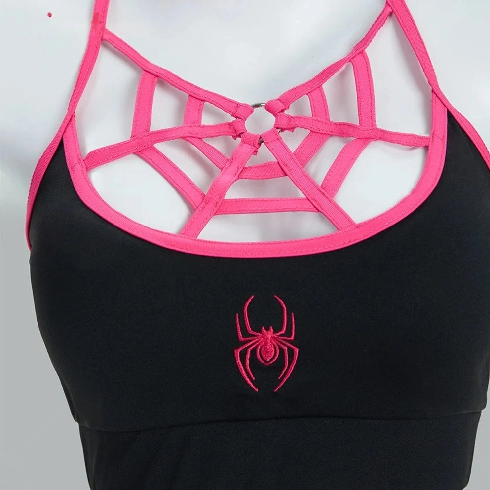Sexy baddie Pink Venom Kiss Set cutecore ddlg abdl lingerie with lace web detail
