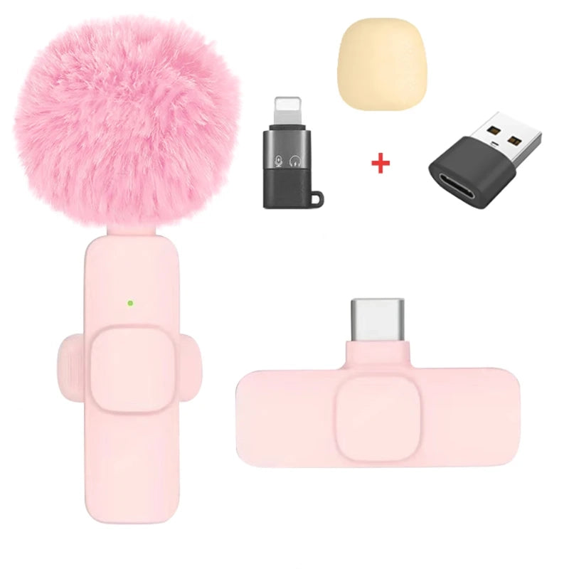 Pink wireless mic designed for streaming, vlogging, gaming, and professional audio