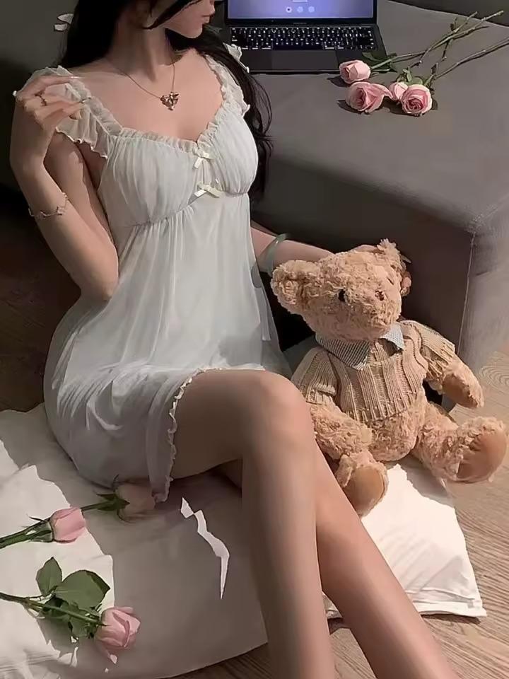 Pixie Dream Night Dress, lightweight above-the-knee floaty dress, kawaii DDLG cutecore bedtime outfit.