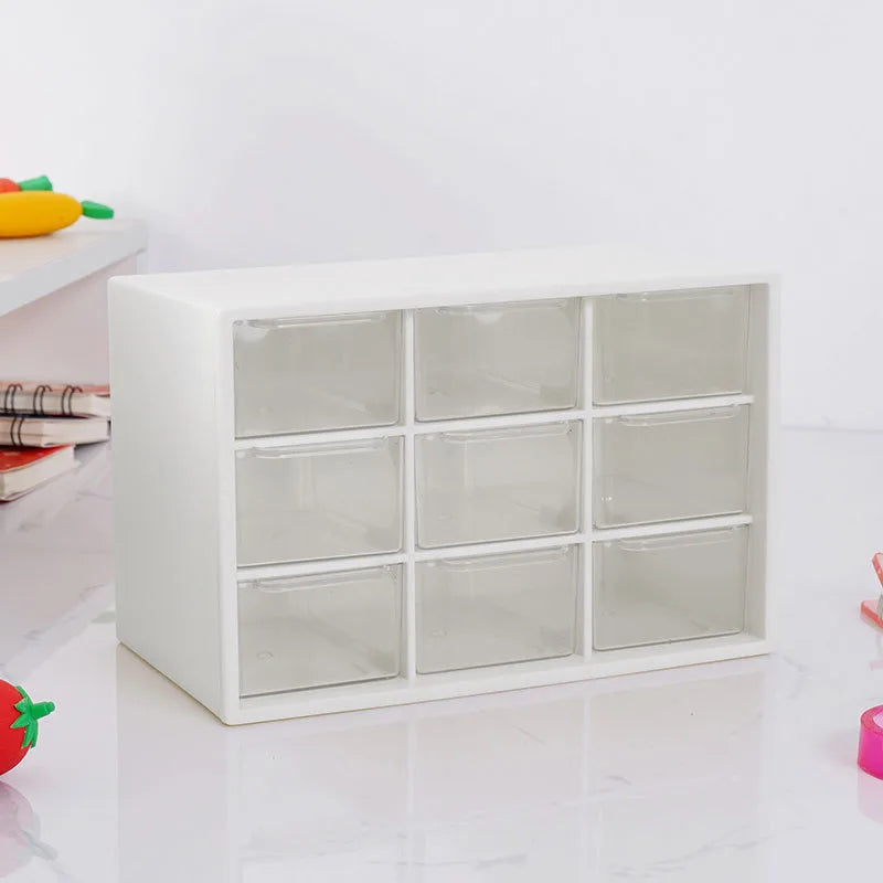 Plain white desk storage organizer with 9 slots for jewelry, makeup, and kawaii desk setup π