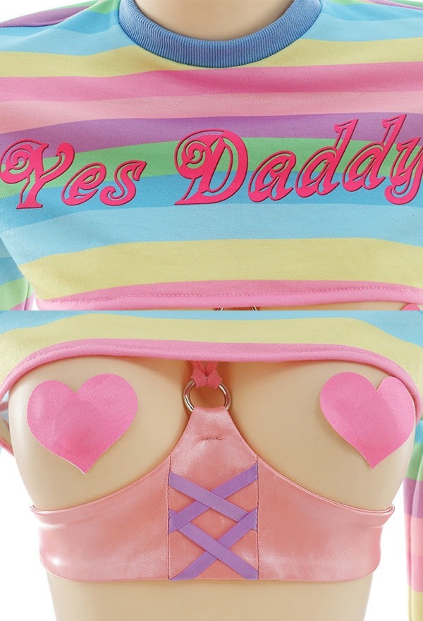 Playtime With Daddy Full Set chest brace detail, multicolor cutebaddie outfit, DDLG approved