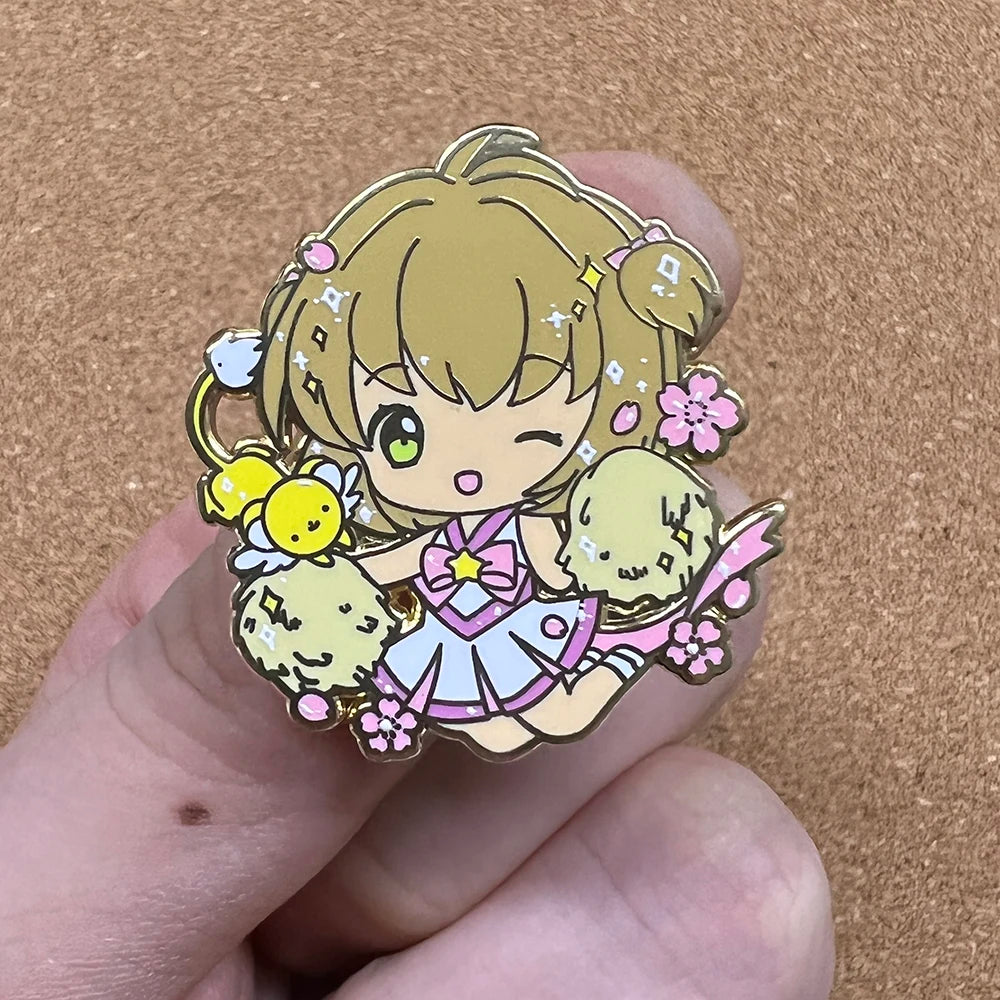 Pom Pom Team Leader kawaii enamel pin with chibi cheerleader design for ita bags and jackets