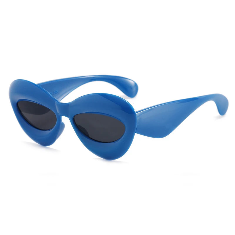 Blue heart Pop Art Icon Sunglasses, bright artistic sunglasses for trendy cutecore style