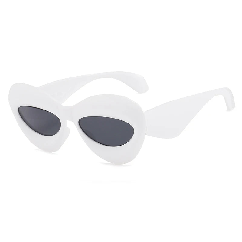 White heart detail on Pop Art Icon Sunglasses, cute bold shades for creative kawaii babes