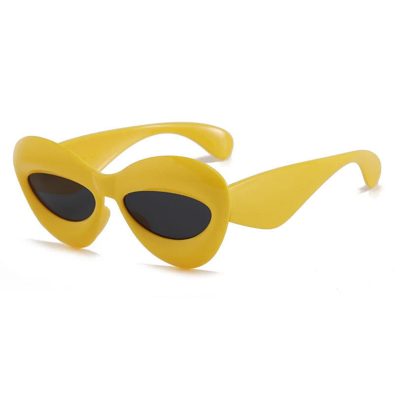 Pop Art Icon Sunglasses with yellow heart accent, colorful kawaii sunglasses for baddies