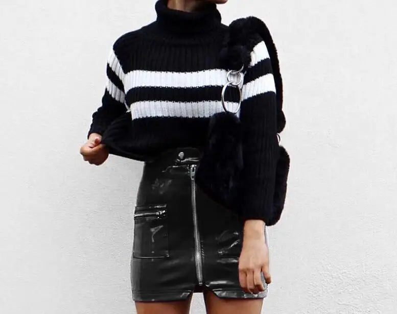 Sleek black Power Zip Princess Skirt with bold zipper, perfect for DDLG and baddie aesthetics