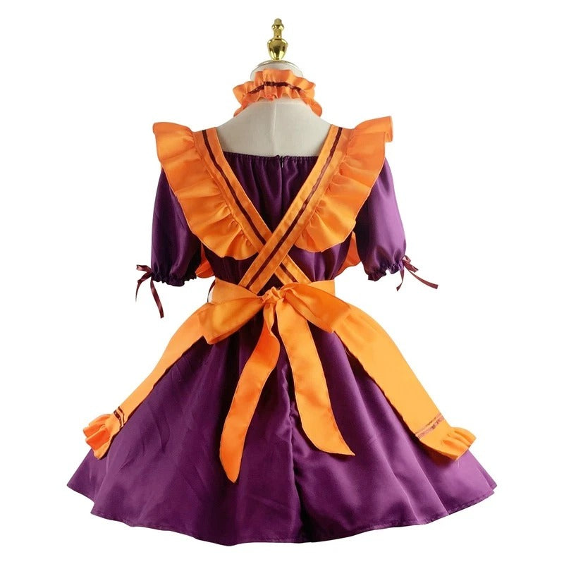 Cozy Pumpkin Spice dress set for autumn roleplay, featuring apron, sleeves, necklet, and festive kawaii accessories.