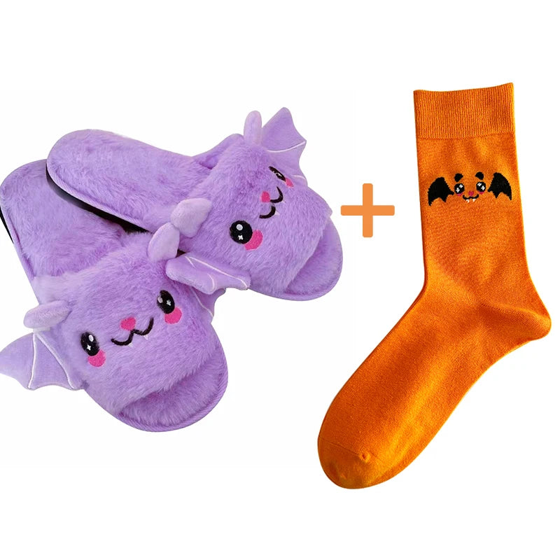 Baby Nocturne purple slippers & orange socks for ABDL & DDLG cozy Halloween little space style