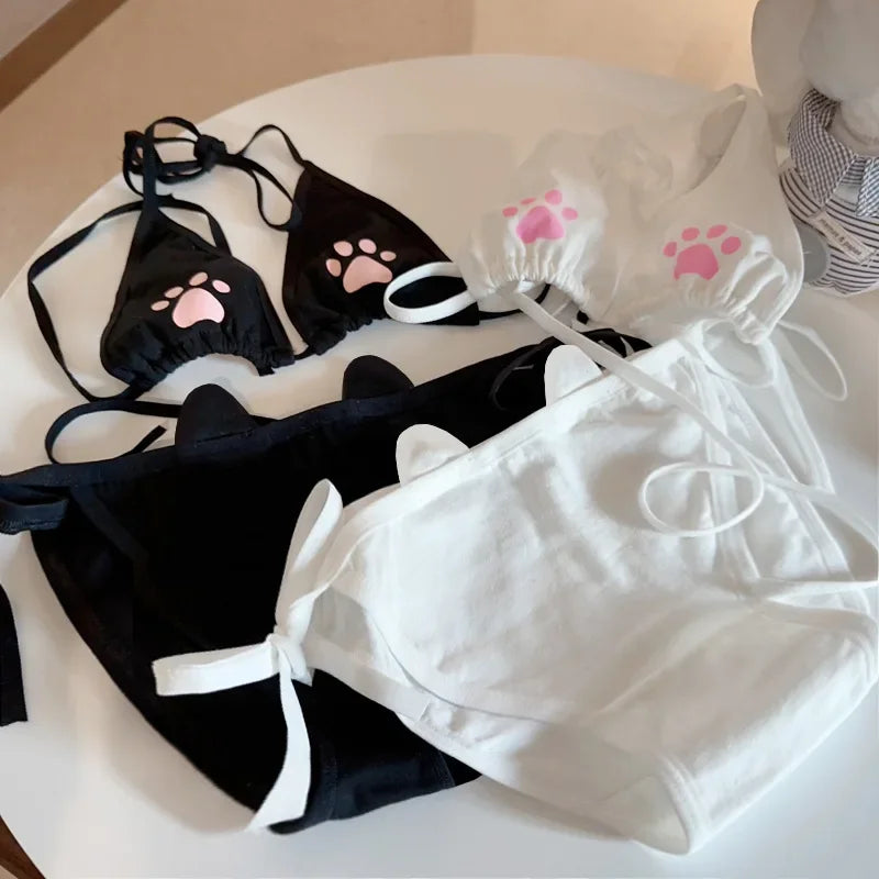 Purrfect Little Baby Intimates Duo with black and white mix sets, playful paw prints, comfy kawaii essentials