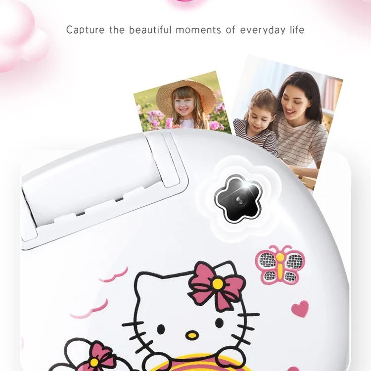 Side view of kawaii white flip phone showing slim and lightweight design
