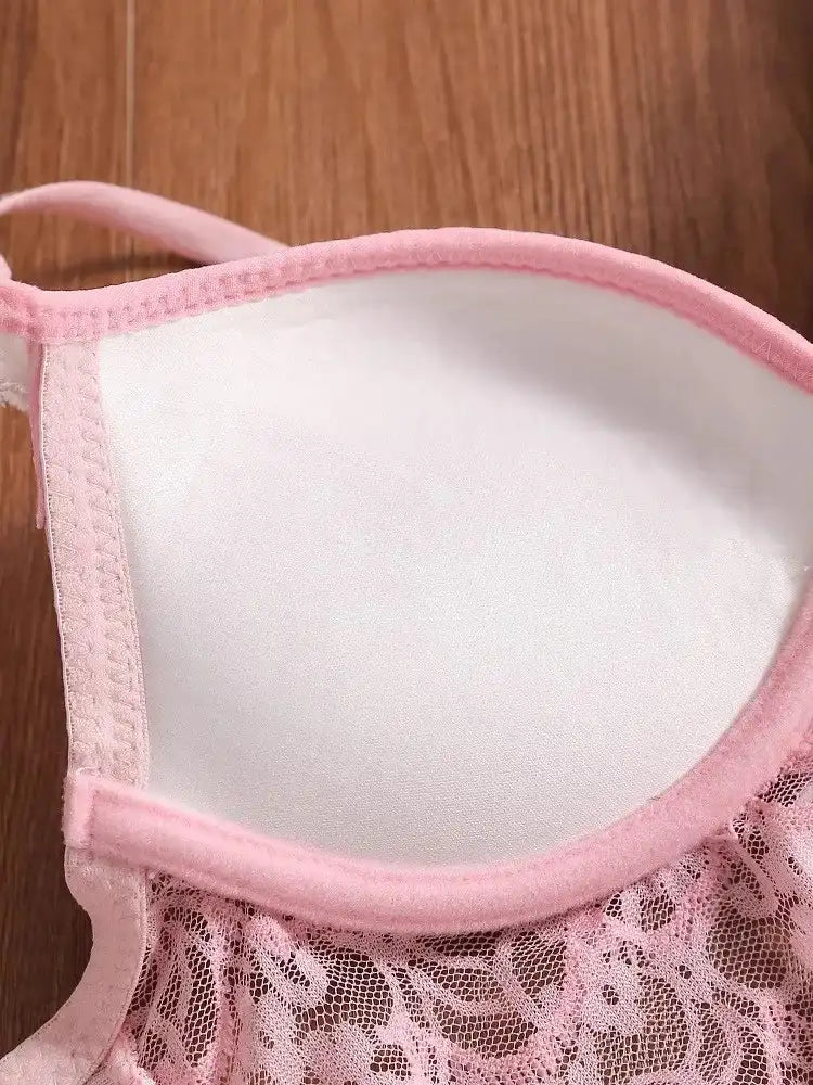 Sexy backless pink corset lingerie bra, ddlg baddie style with sculpting corset shape and lace trim