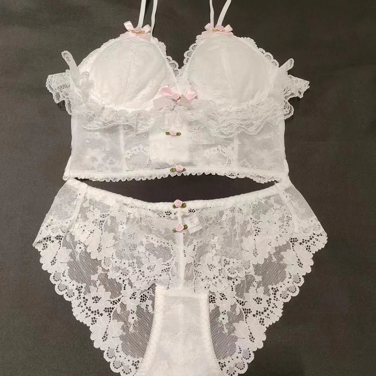 Sexy cotton bra and panties set with delicate lace, ideal for DDLG ABDL and soft, elegant vibes, lightweight and comfy
