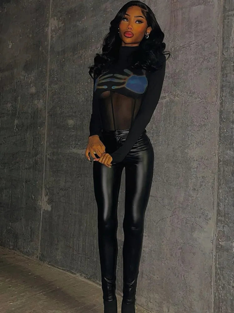 Sexy Thermal Glow Bodysuit with vibrant multi-color heat print, sleek body-sculpting design, ideal for Kawaii DDLG styles