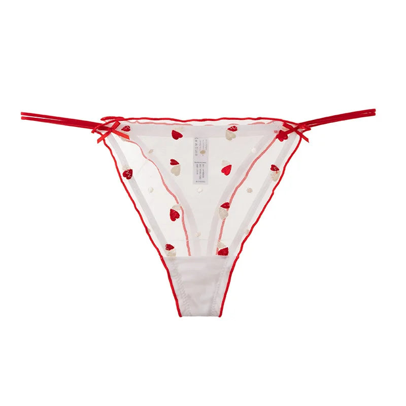 Sheer Obsession Crush Thong in red, DDLG/ABDL kawaii cutecore lingerie with ultra-sheer heart design