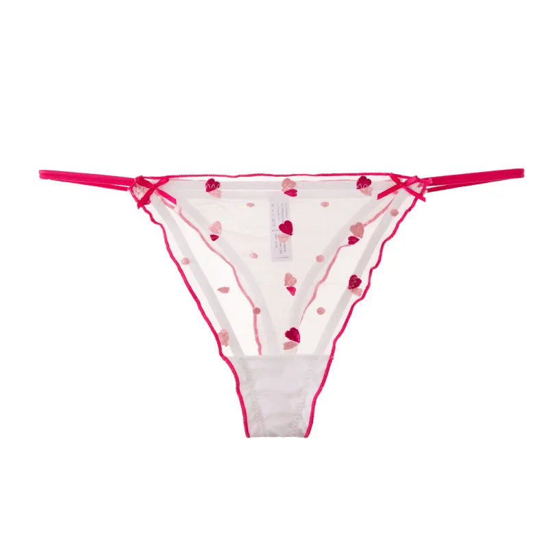 Sheer Obsession Crush Thong in rose, kawaii DDLG/ABDL cutecore mesh lingerie perfect for soft brat vibes
