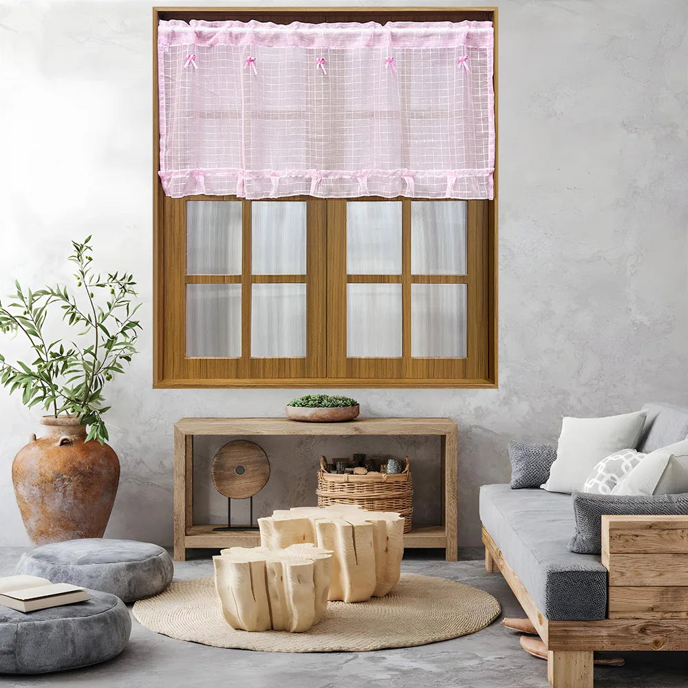 Sheer pink tulle princess curtains ideal for small windows and cozy corners with a delicate fairy-tale glow