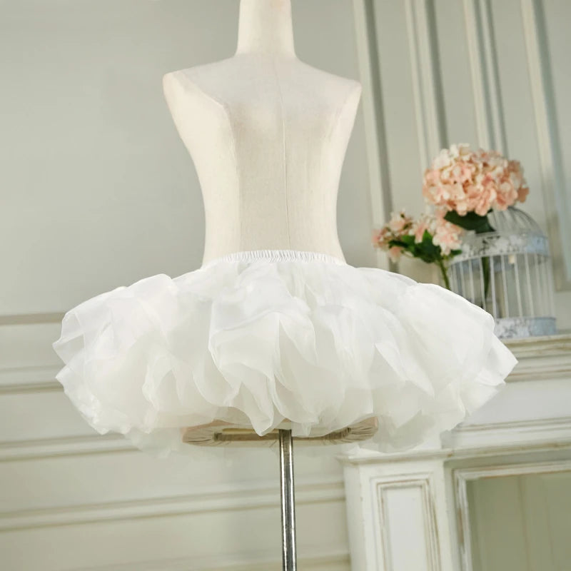 White short puffy underskirt petticoat adding volume and fluff for dresses and cosplay