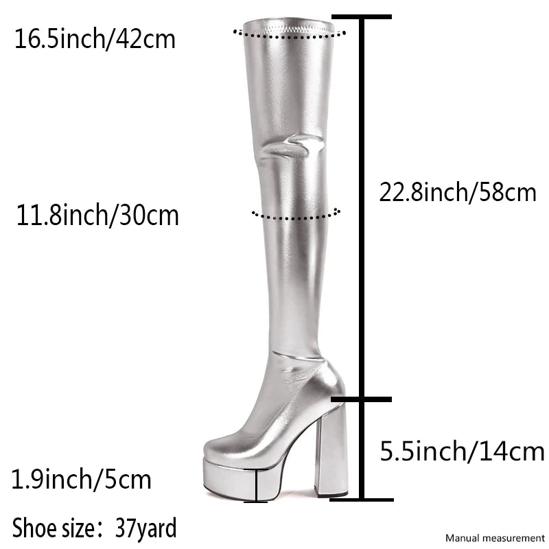Silver Chrome Platform Heels, DDLG-ready soft girl and baddie aesthetic, multi-color playful cutecore